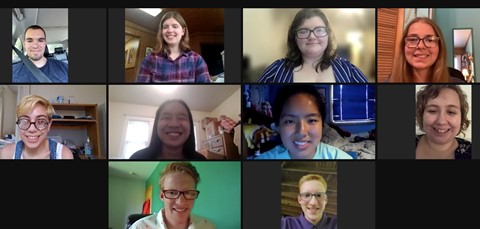 Ten students at a scholarship reception held on Zoom.