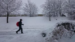 Man walking in the snow