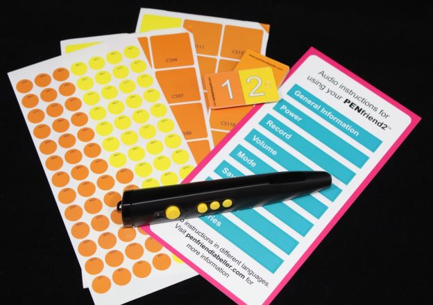A PenFriend device, labels and instructions.