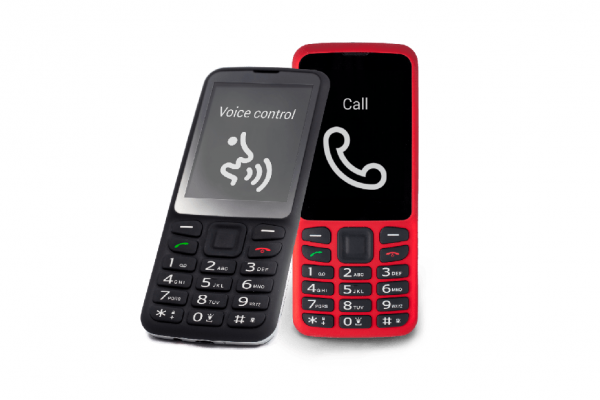 A red and a black phone