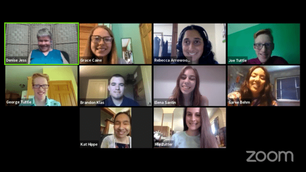 smilings faces in Zoom meeting
