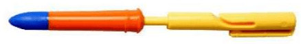  A yellow/orange/blue plastic pen-shaped item.