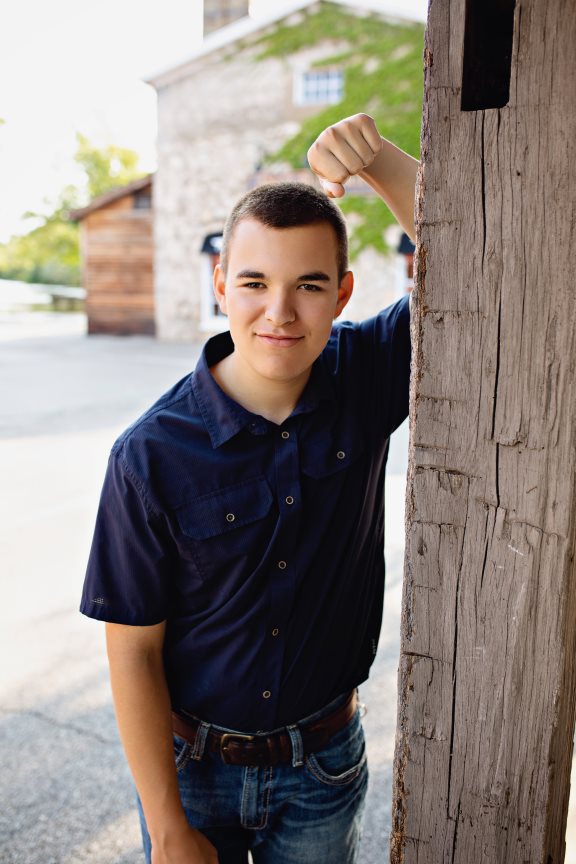 A young man outside.
