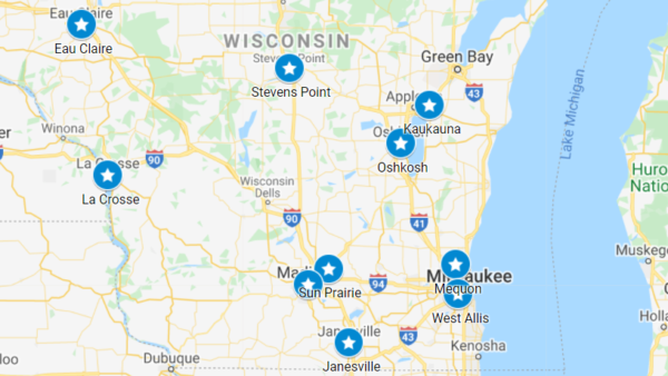 Map of Wisconsin proclamation sites.