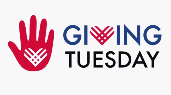 Graphic of a hand next to Giving Tuesday logo