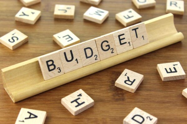 Budget spelled out in Scrabble letters.