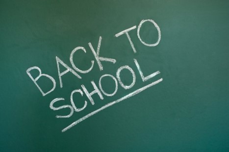 The words Back to School written on a chalkboard