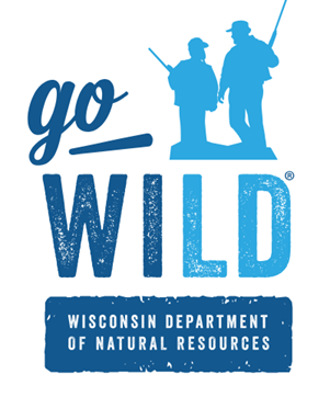 Go Wild system logo showing a silhouette of two hunters and the words Go Wild, Wisconsin Department of Natural Resources