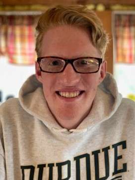 George Tuttle wearing a Purdue University hoodie