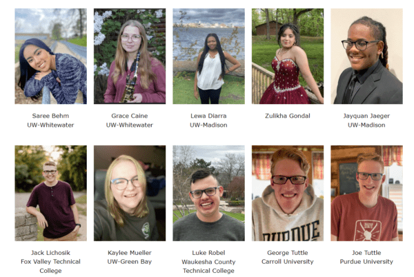The Council's 2023 Scholarship recipients in a five by two grid