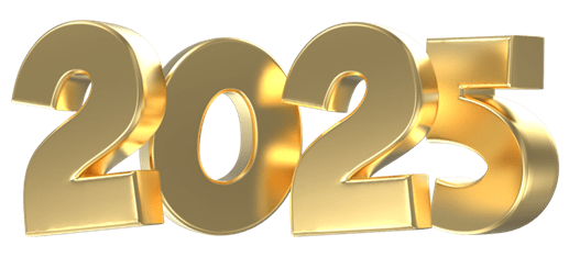The number 2025 in shiny gold digits.
