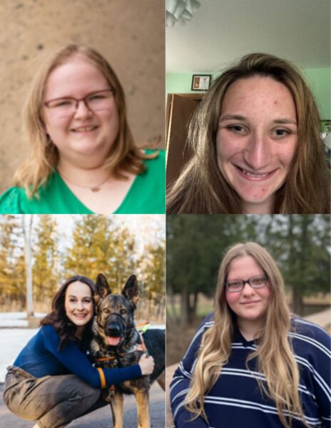 In a two-by-two grid, photos of Kaylee Mueller, Jasmine Bertschy, Mia Zutter, and Alyson Dahl