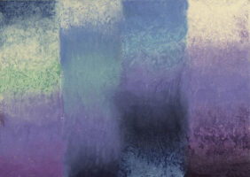 A blurry checkered pattern with blues, whites and purples.