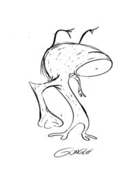 A digital ink drawing of an alien creature.