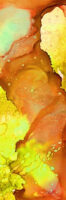 A bright yellow and orange abstract design.