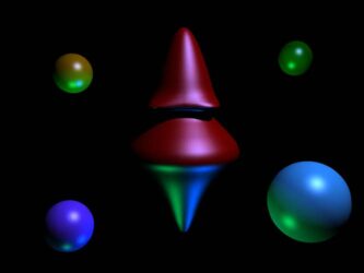 3-D digital render showing colorful orbs